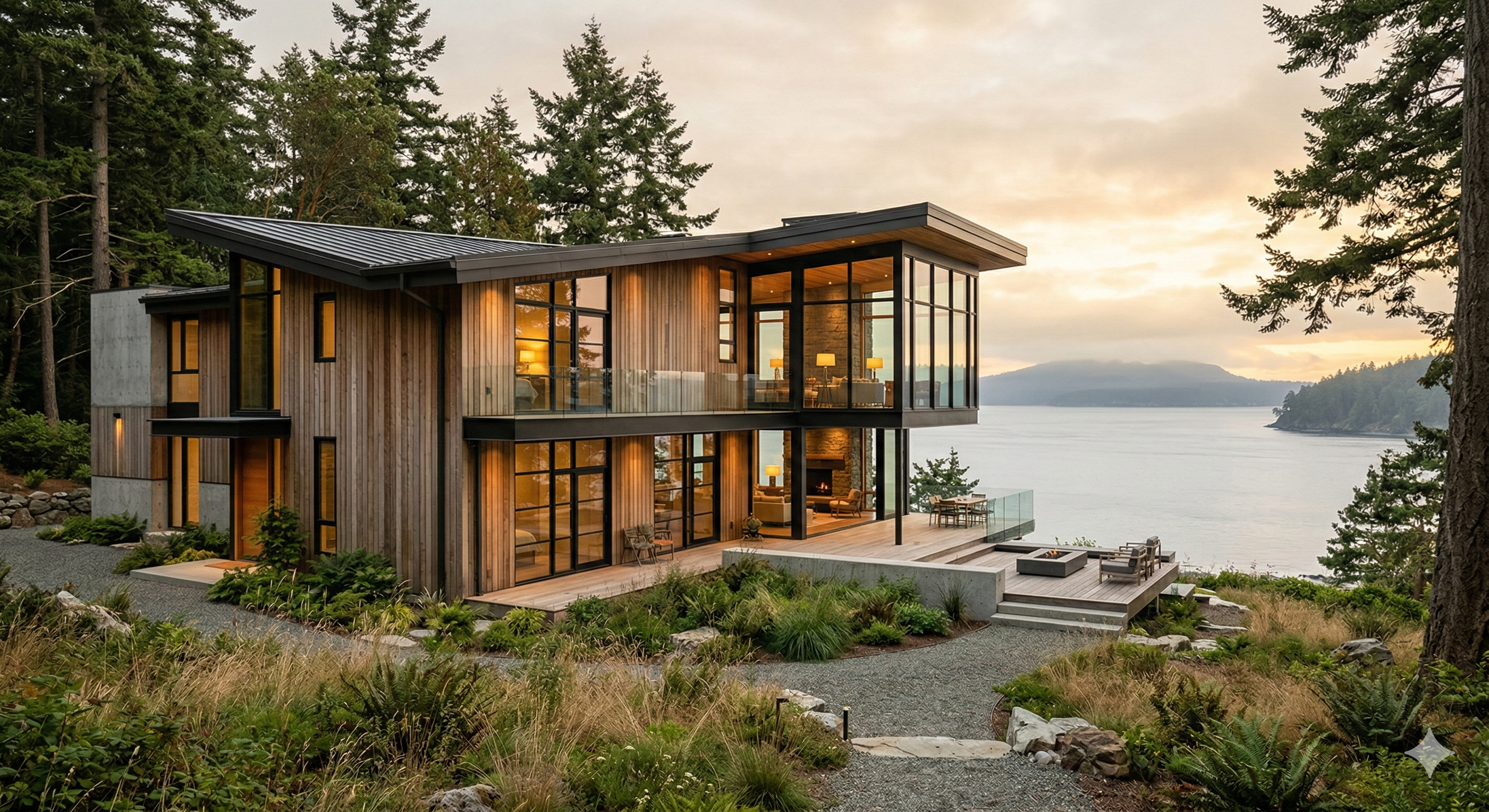 High-end Pacific Northwest coastal home exterior