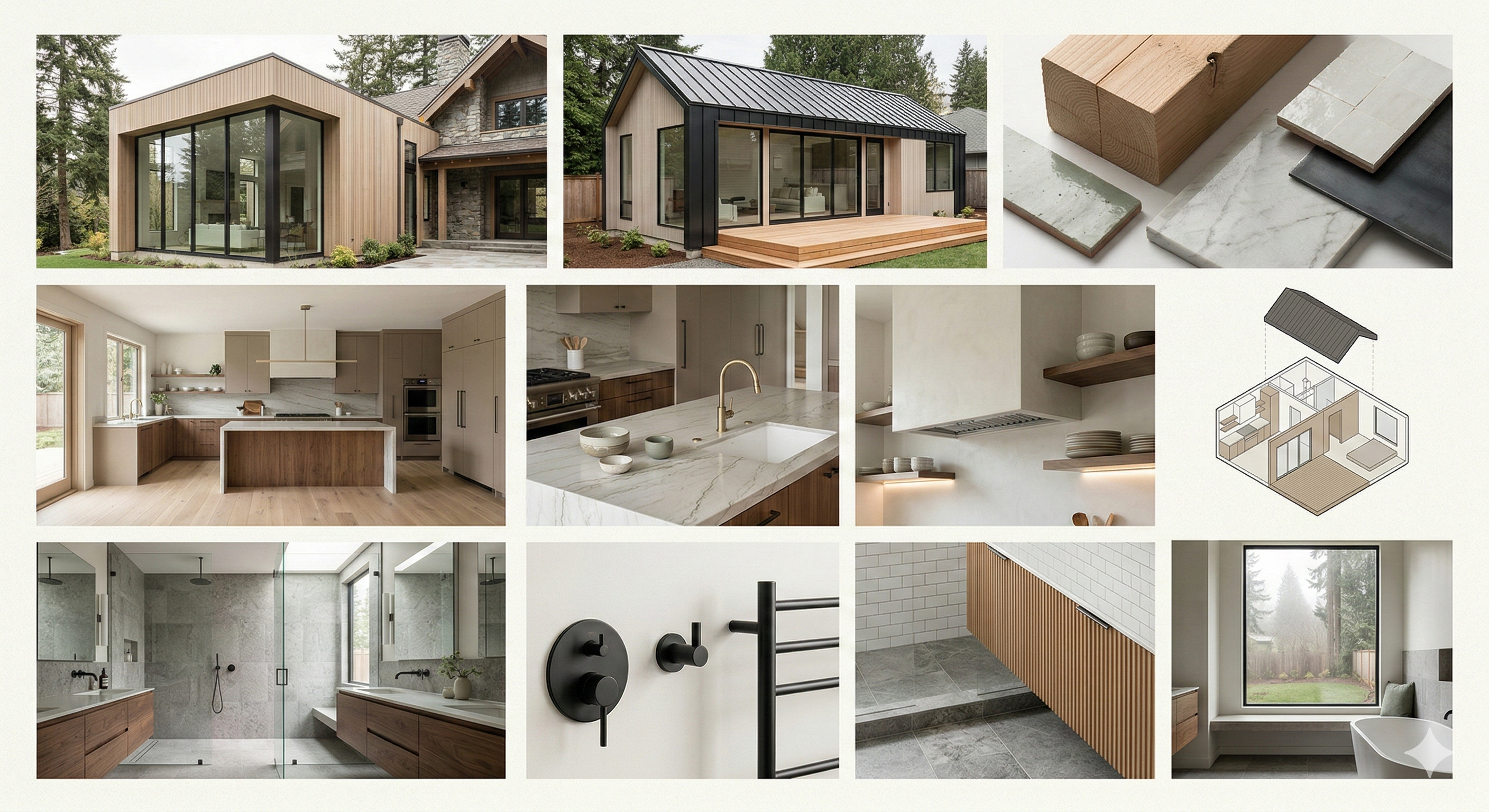 Collage of high-end Pacific Northwest remodeling projects